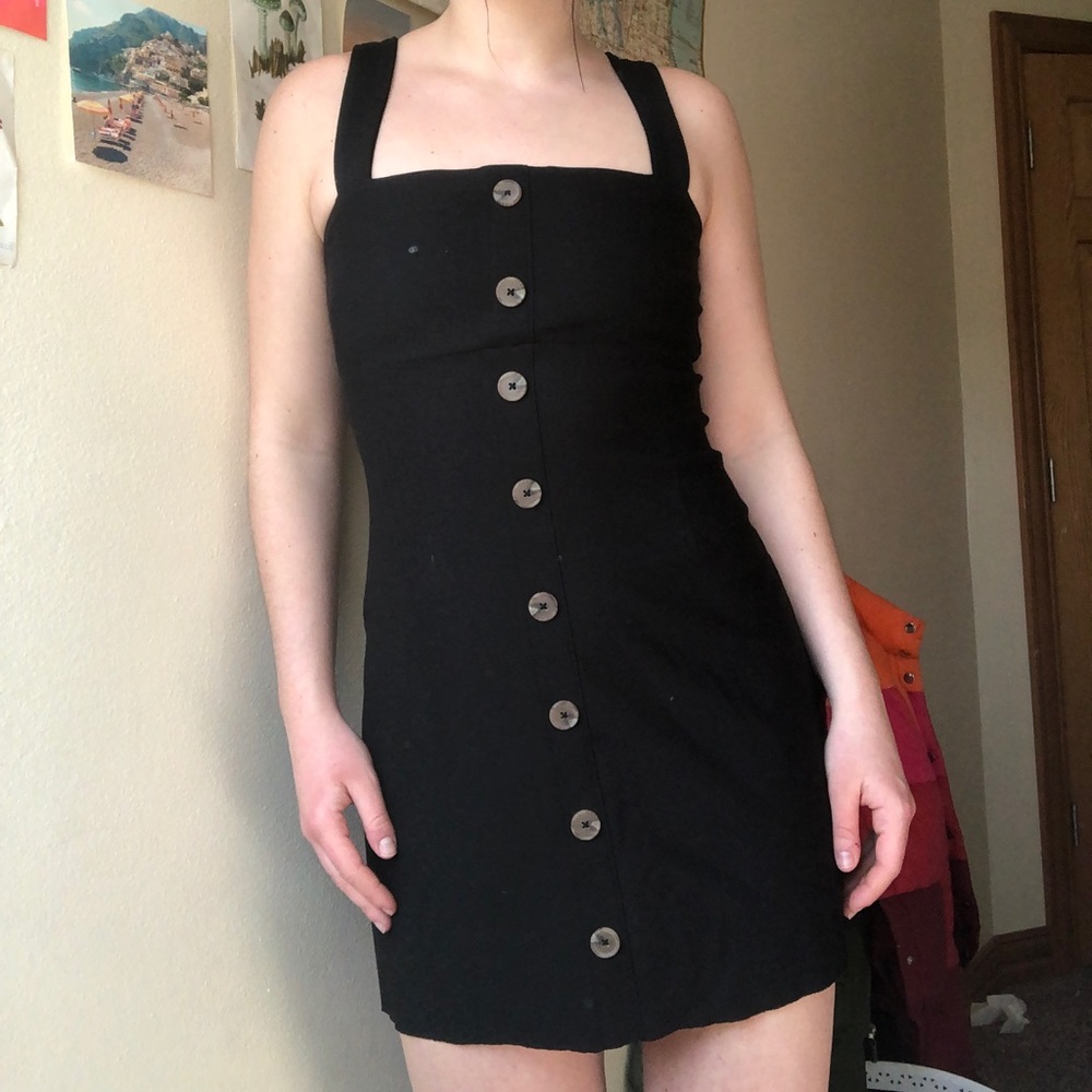 Urban outfitters black dress with button detailing
